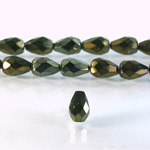 Czech Glass Fire Polish Bead - Pear 10x7MM Full Coated IRIS BROWN