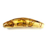 Czech Glass Lampwork Bead - Smooth Horn 40x9MM AMBER with  FOIL 92494