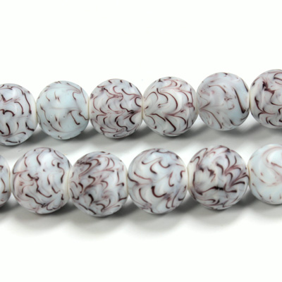 Glass Lampwork Bead - Smooth Round 12MM MATTE GRANITE MATRIX