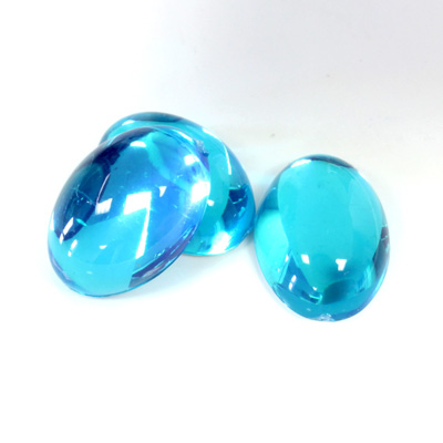 Plastic Flat Back Foiled Cabochon - Oval 18x13MM AQUA