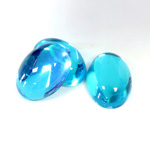 Plastic Flat Back Foiled Cabochon - Oval 18x13MM AQUA