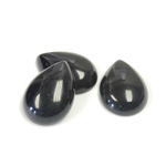 Gemstone Flat Back Cabochon - Pear 18x13MM QUARTZ DYED #01 BLACK