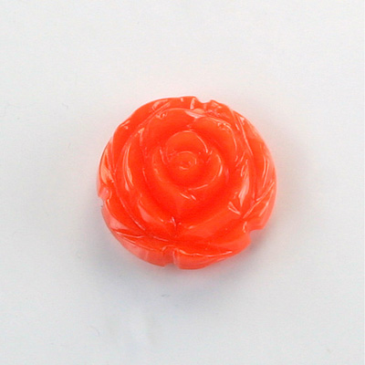 Plastic Carved No-Hole Flower - Round 20MM ORANGE