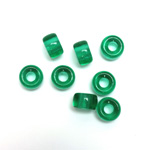 Czech Pressed Glass Roller Bead - Smooth Pony 09x6MM EMERALD