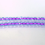 Czech Glass Fire Polish Bead - Round 04MM AQUA PURPLE LINE