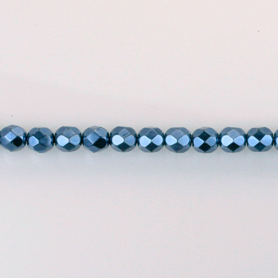 Czech Glass Pearl Faceted Fire Polish Bead - Round 03MM NAVY 70467