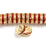 Czech Rhinestone Rondelle - Round Wavy 06MM LT SIAM RUBY-GOLD