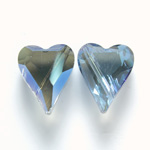 Chinese Cut Crystal Bead - Heart 12x10MM CRYSTAL HELIO BLUE COAT