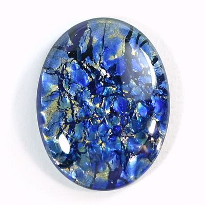 Glass Medium Dome Lampwork Cabochon - Oval 40x30MM SEA BLUE OPAL (02208)