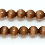 Fiber-Optic Synthetic Bead - Cat's Eye Smooth Round 10MM CAT'S EYE BROWN