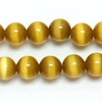 Fiber-Optic Synthetic Bead - Cat's Eye Smooth Round 10MM CAT'S EYE LT BROWN
