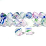 Czech Pressed Glass Bead - Cube with Diagonal Hole 08MM MATTE STRIPED CRYSTAL