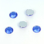 Plastic Flat Back Foiled Rose Cut Rhinestone - Round 09MM SAPPHIRE