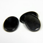 Gemstone Flat Back Single Bevel Buff Top Stone - Oval 18x13MM BLACK ONYX