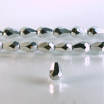 Czech Glass Fire Polish Bead - Pear 08x6MM Full Coated SILVER