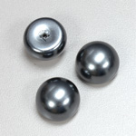 Glass High Dome Cabochon Pearl Dipped - Round 18MM DARK GREY