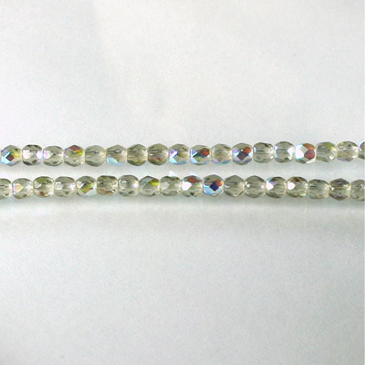 Czech Glass Fire Polish Bead - Round 03MM BLACK DIAMOND AB