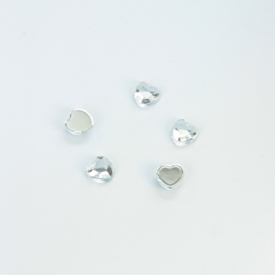 Plastic Flat Back Foiled Rose Cut Rhinestone - Heart 05MM CRYSTAL