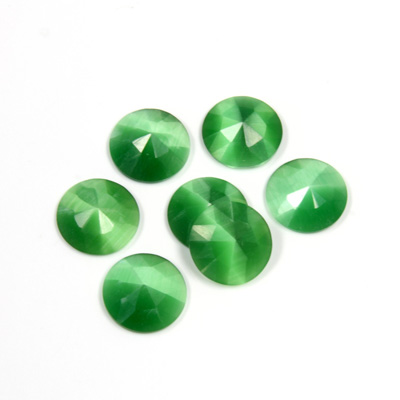 Fiber-Optic Flat Back Cabochon - Rauten Rose Round 09MM CAT'S EYE GREEN