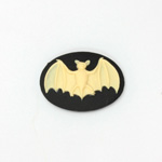 Plastic Cameo - Bat Oval 25x18MM IVORY on BLACK