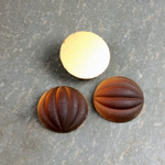 Glass Cabochon Ribbed Foiled - Round 15MM MATTE SMOKE TOPAZ