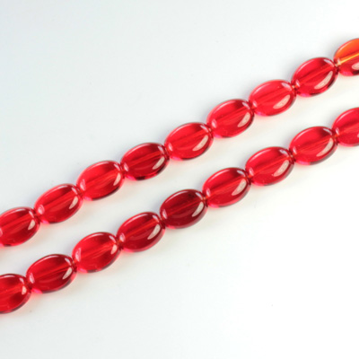 Czech Pressed Glass Bead - Flat Oval 08x6MM RUBY
