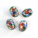 Glass Medium Dome Lampwork Cabochon - Oval 14x10MM BLACK MULTI OPAL (04460)
