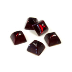 Glass High Dome Foiled Cabochon - Square 06x6MM RUBY