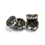 Czech Rhinestone Rondelle - Round 07MM CRYSTAL-BLACK