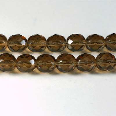 Czech Glass Fire Polish Bead - Round 08MM SMOKE TOPAZ