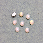 German Glass Medium Dome Foiled Cabochon - Oval 07x5MM WHITE PINFIRE OPAL