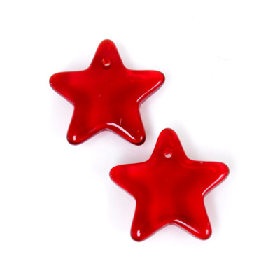 German Pressed Glass Pendant - Smooth Star 15MM RUBY