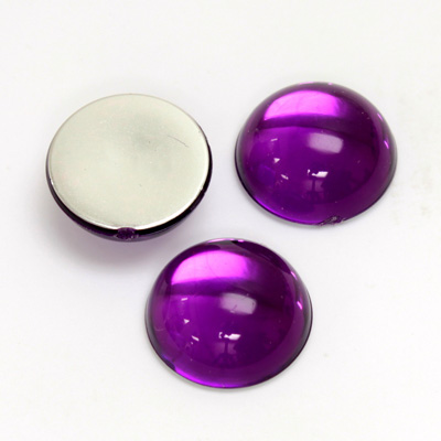 Plastic Flat Back Foiled Cabochon - Round 16MM FUCHSIA