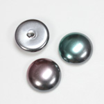 Glass Medium Dome Pearl Dipped Cabochon - Round 18MM BLACK TAHITI