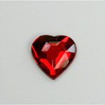 Glass Flat Back Rose Cut Fancy Foiled Stone  - Heart 16x15MM RUBY