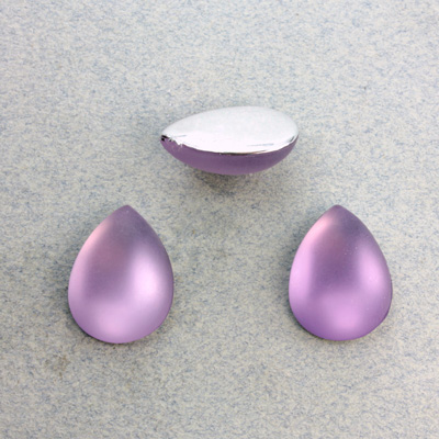 Plastic Flat Back Foiled Cabochon - Pear 18x13MM MATTE LIGHT AMETHYST