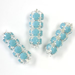 Preciosa Rhinestone Rondelle Crystal Tubes 20x7MM TURQUOISE/SILVER