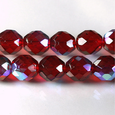 Czech Glass Fire Polish Bead - Round 12MM RUBY AB