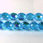 Czech Glass Fire Polish Bead - Round 10MM AQUA AB