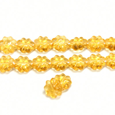 Czech Pressed Glass Engraved Bead - Flower 09MM TOPAZ