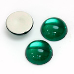 Plastic Flat Back Foiled Cabochon - Round 16MM EMERALD