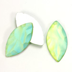 Glass Nugget Top Foiled Cabochon - Navette 27x13MM MATTE PERIDOT AB