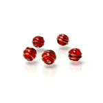 Czech Glass Lampwork Bead - Round 06MM COPPER WRAP GARNET