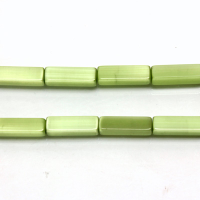 Fiber-Optic Synthetic Bead - Cat's Eye Rectangle Smooth 13x4x4MM CAT'S EYE LT GREEN