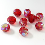 Czech Glass Fire Polish Bead - Round 04MM RUBY AB
