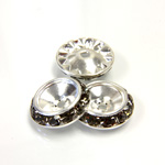 Czech Rhinestone Rondelle Shrag Rivoli Back Setting - Round 15MM outside with 10.5mm (ss47) Recess BLACK DIAMOND-SILVER