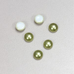 Glass Medium Dome Cabochon Pearl Spray Finish - Round 07MM DARK OLIVE