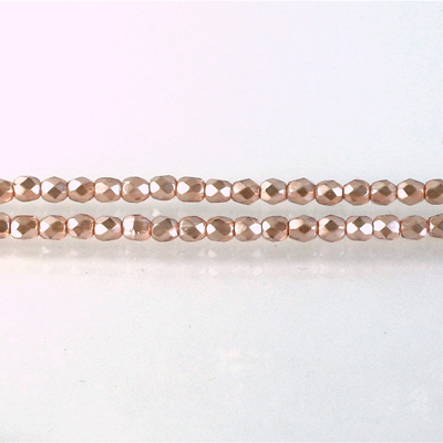 Czech Glass Pearl Faceted Fire Polish Bead - Round 03MM ROSE ON CRYSTAL 78417