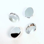 Plastic Flat Back Foiled Rose Cut Rhinestone - Oval 14x10MM CRYSTAL