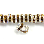 Czech Rhinestone Rondelle - Round Wavy 05MM SMOKE TOPAZ-SILVER